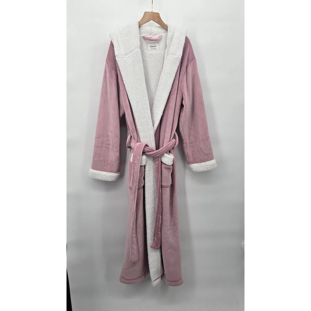 Femofit Robe Women's XL Bathrobe Long Plush Fleece Pockets Belted Tie Loungewear